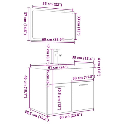 vidaXL Ensemble de meubles de salle de bain 3 pcs Chêne Sonoma Aggloméré
