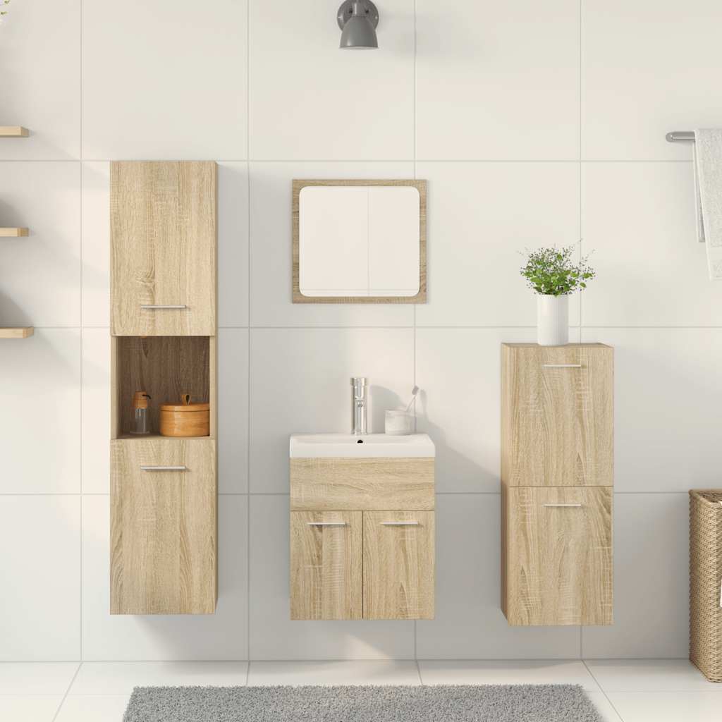 vidaXL Ensemble de 5 meubles de salle de bain en aggloméré chêne sonoma