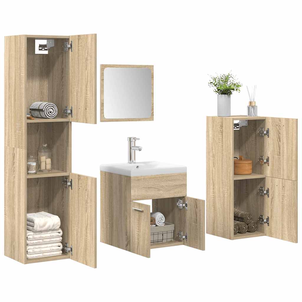 vidaXL Ensemble de 5 meubles de salle de bain en aggloméré chêne sonoma