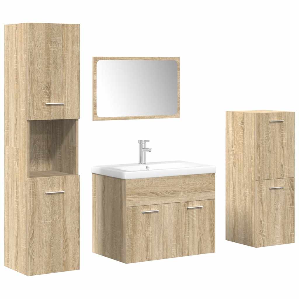vidaXL Ensemble de 5 meubles de salle de bain en aggloméré chêne sonoma