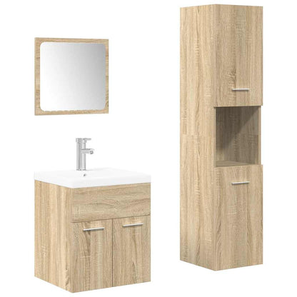 vidaXL Meuble de salle de bain 4 pcs Aggloméré Chêne Sonoma