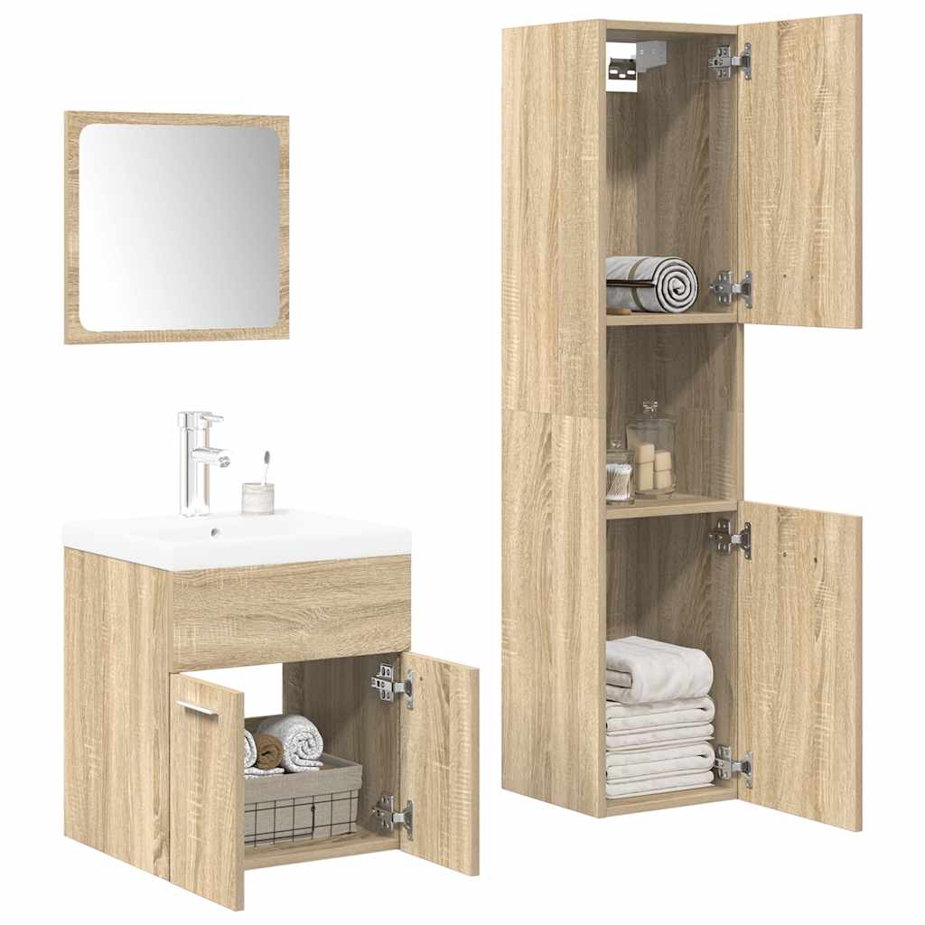 vidaXL Meuble de salle de bain 4 pcs Aggloméré Chêne Sonoma