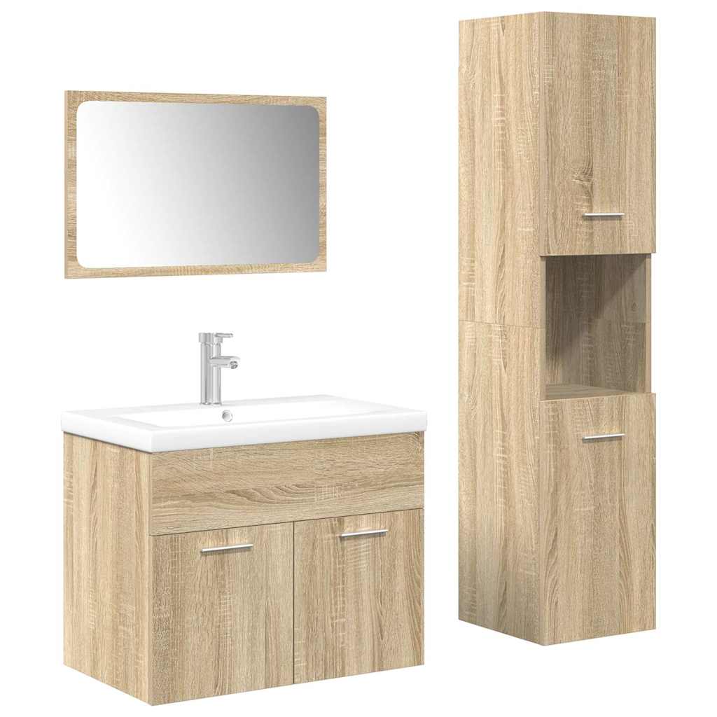 vidaXL Meuble de salle de bain 4 pcs Aggloméré Chêne Sonoma