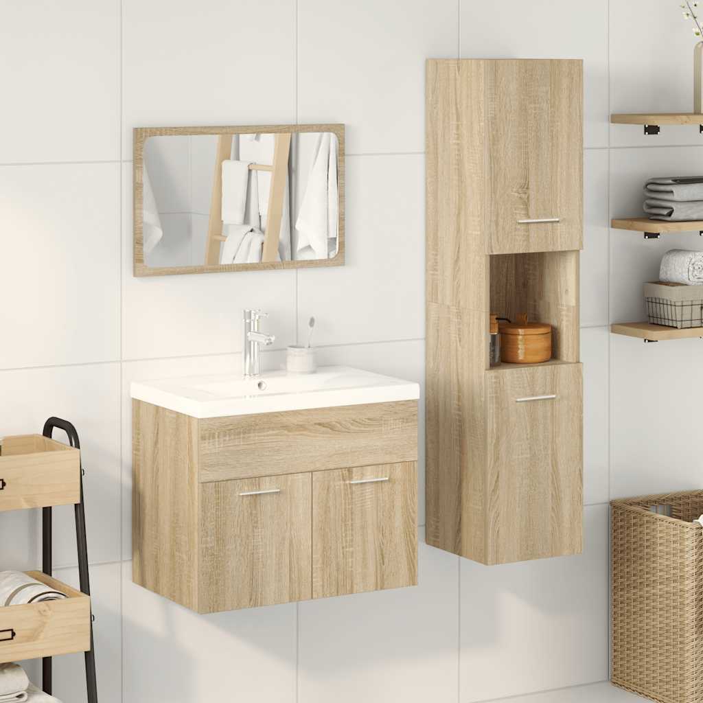 vidaXL Meuble de salle de bain 4 pcs Aggloméré Chêne Sonoma
