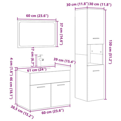vidaXL Meuble de salle de bain 4 pcs Aggloméré Chêne Sonoma