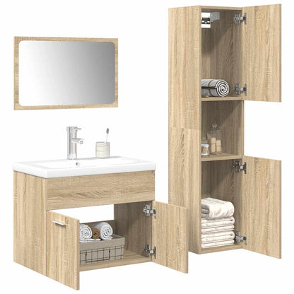 vidaXL Meuble de salle de bain 4 pcs Aggloméré Chêne Sonoma