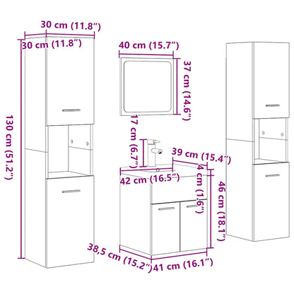 vidaXL 5-tlg. Badmöbel-Set Sonoma-Eiche Holzwerkstoff