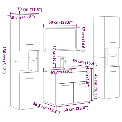 vidaXL Ensemble de meubles de salle de bain 5 pcs Chêne Sonoma Bois d'ingénierie