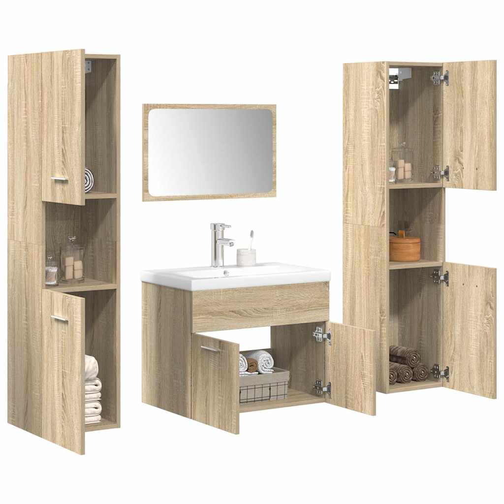 vidaXL Ensemble de meubles de salle de bain 5 pcs Chêne Sonoma Bois d'ingénierie