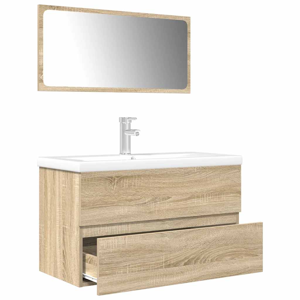 vidaXL Ensemble de meubles de salle de bain 3 pcs Chêne Sonoma Aggloméré