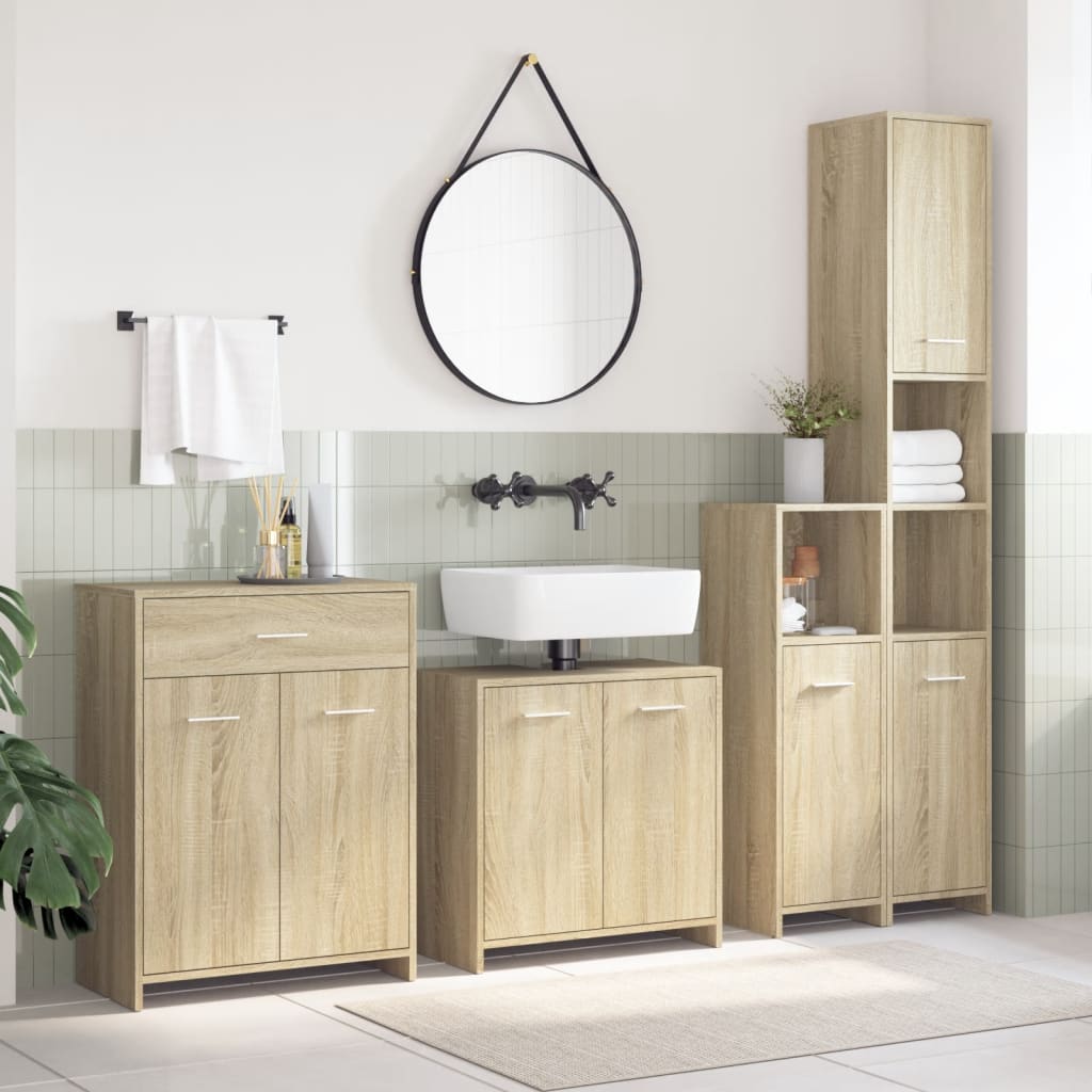 vidaXL Meuble de salle de bain 4 pcs Aggloméré Chêne Sonoma