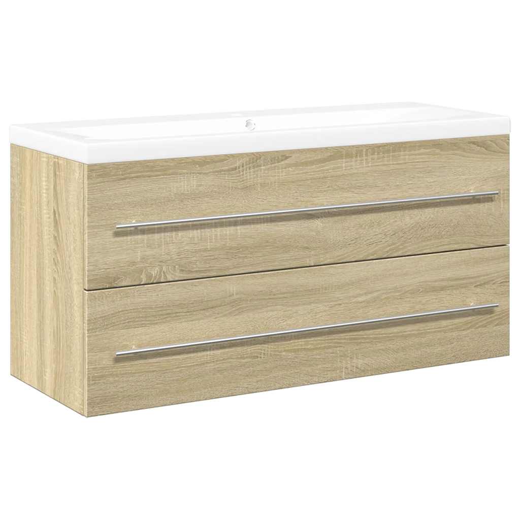 vidaXL Ensemble de meubles de salle de bain 2 pièces Aggloméré chêne Sonoma