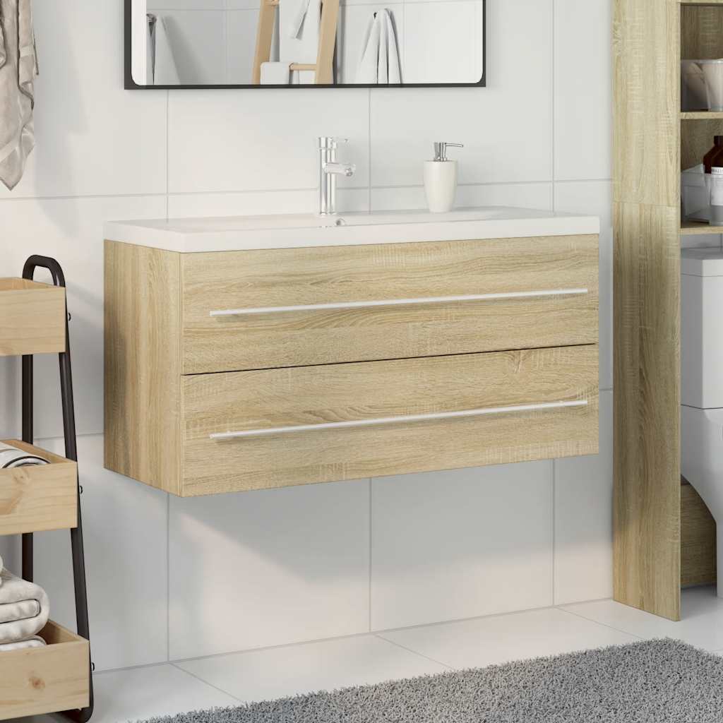 vidaXL Ensemble de meubles de salle de bain 2 pièces Aggloméré chêne Sonoma