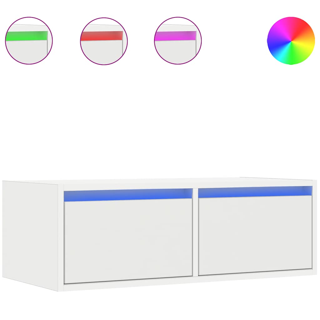 vidaXL TV-Schrank mit LED-Leuchten Weiß 75x35,5x25 cm