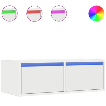 vidaXL TV-Schrank mit LED-Leuchten Weiß 75x35,5x25 cm