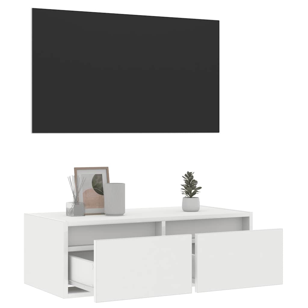 vidaXL TV-Schrank mit LED-Leuchten Weiß 75x35,5x25 cm