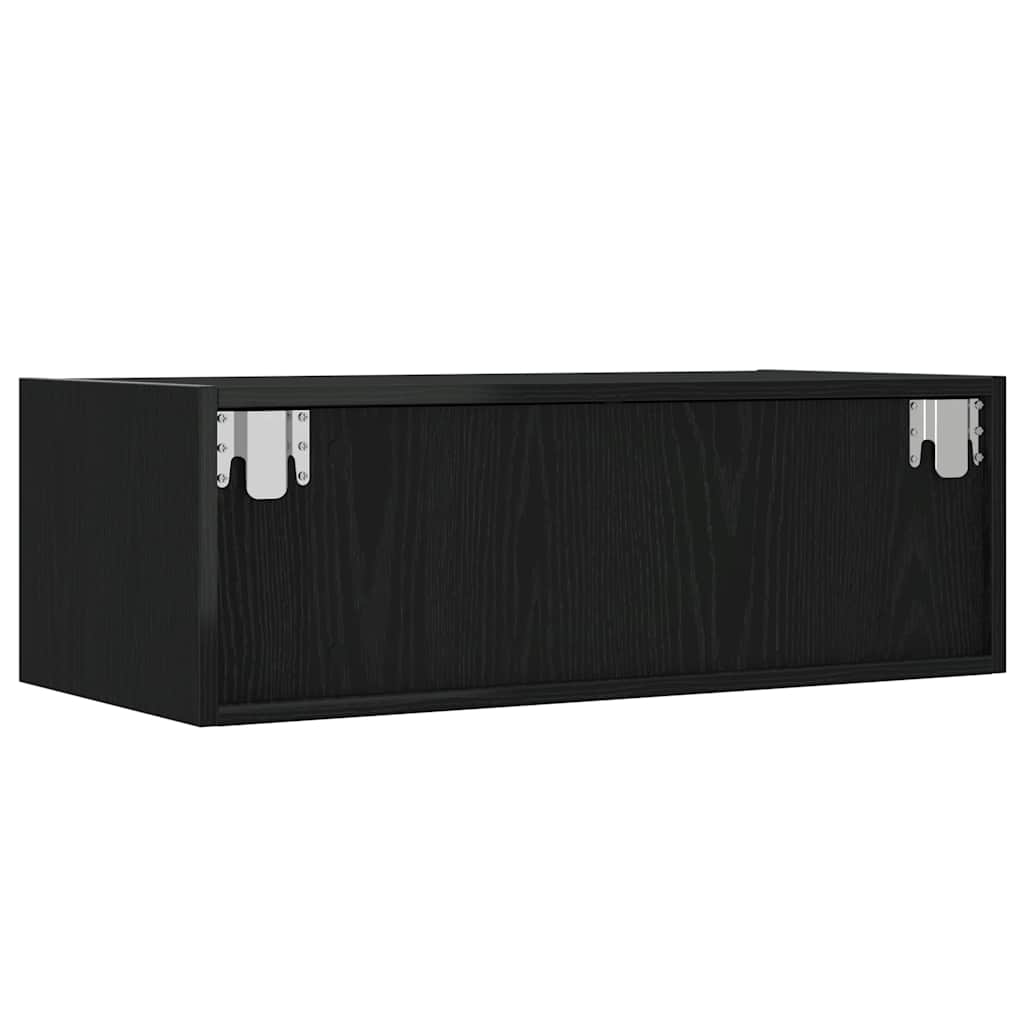 vidaXL TV-Schrank mit LED-Leuchten Schwarz Eichen-Optik 75x35,5x25 cm