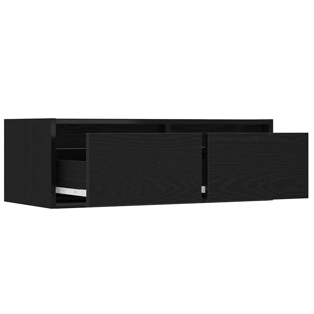 vidaXL TV-Schrank mit LED-Leuchten Schwarz Eichen-Optik 75x35,5x25 cm