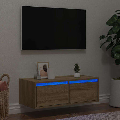 vidaXL TV-Schrank mit LED-Leuchten Sonoma-Eiche 75x35,5x25 cm