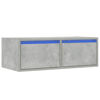 vidaXL Meuble TV avec lumières LED Gris béton 75x35,5x25 cm