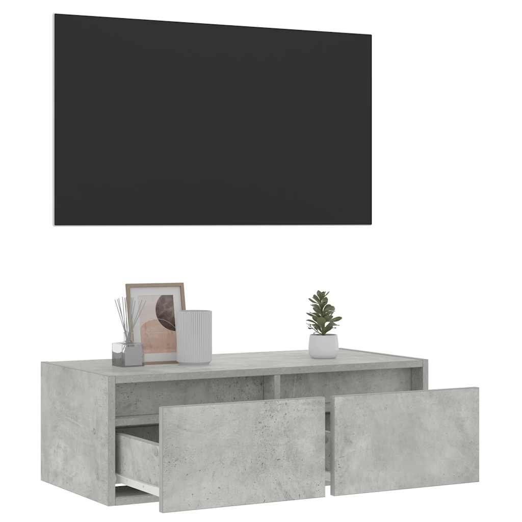 vidaXL Meuble TV avec lumières LED Gris béton 75x35,5x25 cm