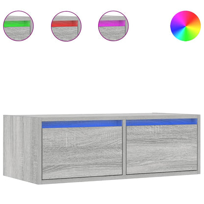vidaXL Meuble TV avec lumières LED Gris Sonoma 75x35,5x25 cm
