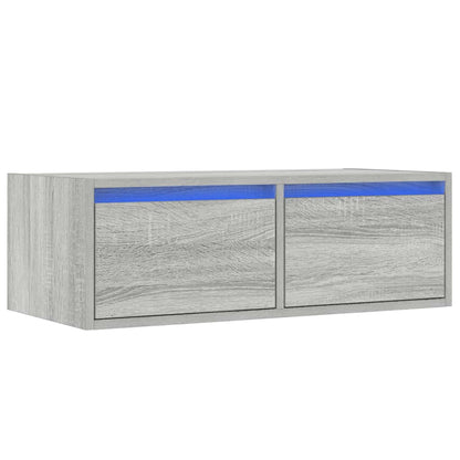 vidaXL Meuble TV avec lumières LED Gris Sonoma 75x35,5x25 cm