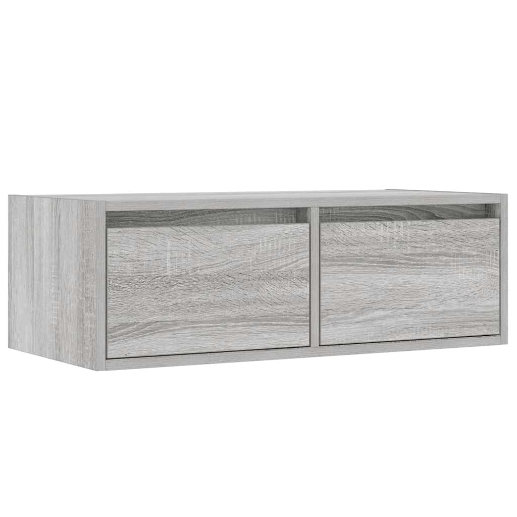 vidaXL Meuble TV avec lumières LED Gris Sonoma 75x35,5x25 cm