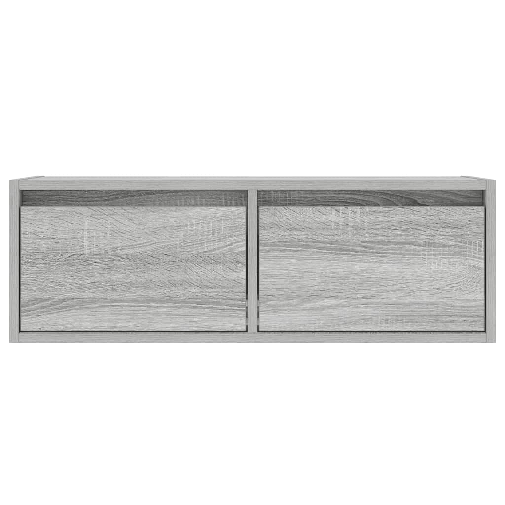 vidaXL Meuble TV avec lumières LED Gris Sonoma 75x35,5x25 cm