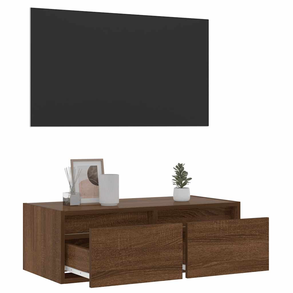 vidaXL TV-Schrank mit LED-Leuchten Braun Eichen-Optik 75x35,5x25 cm
