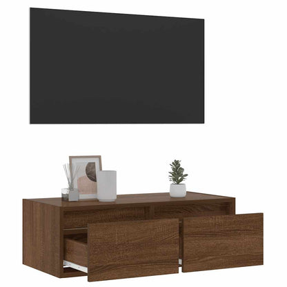 vidaXL TV-Schrank mit LED-Leuchten Braun Eichen-Optik 75x35,5x25 cm