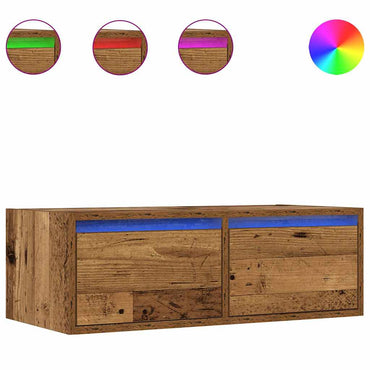 vidaXL Meuble TV avec lumières LED Aspect bois de récupération 75x35,5x25 cm