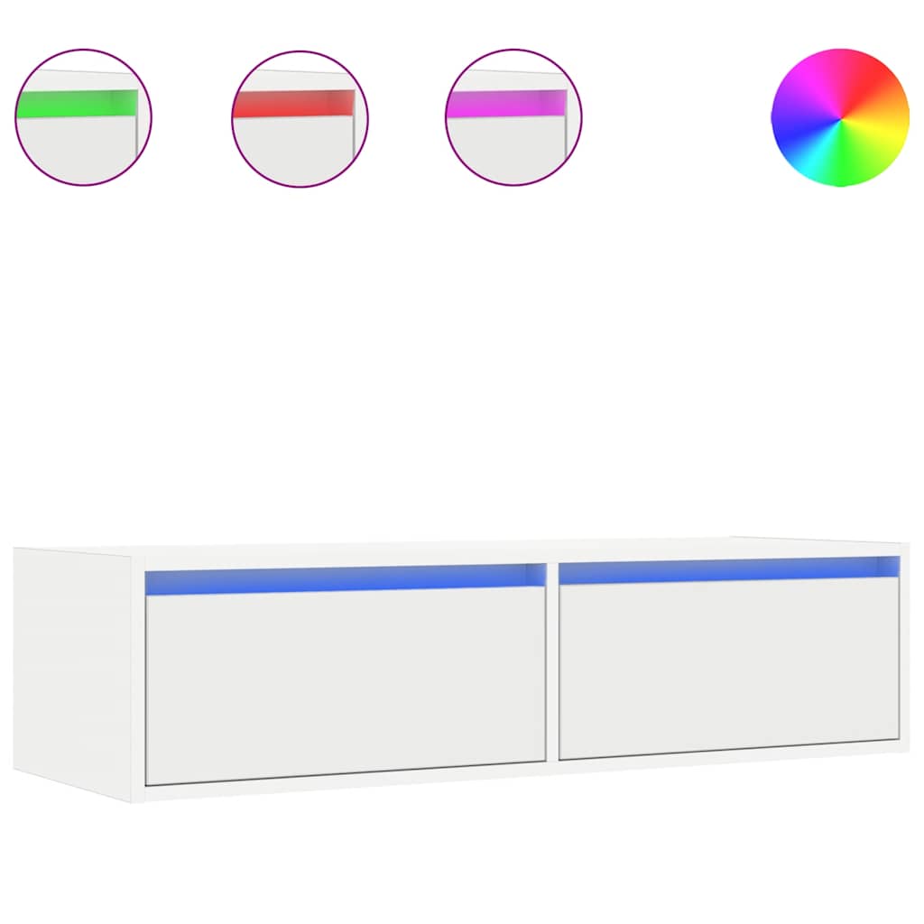 vidaXL TV-Schrank mit LED-Leuchten Weiß 100x35,5x25 cm