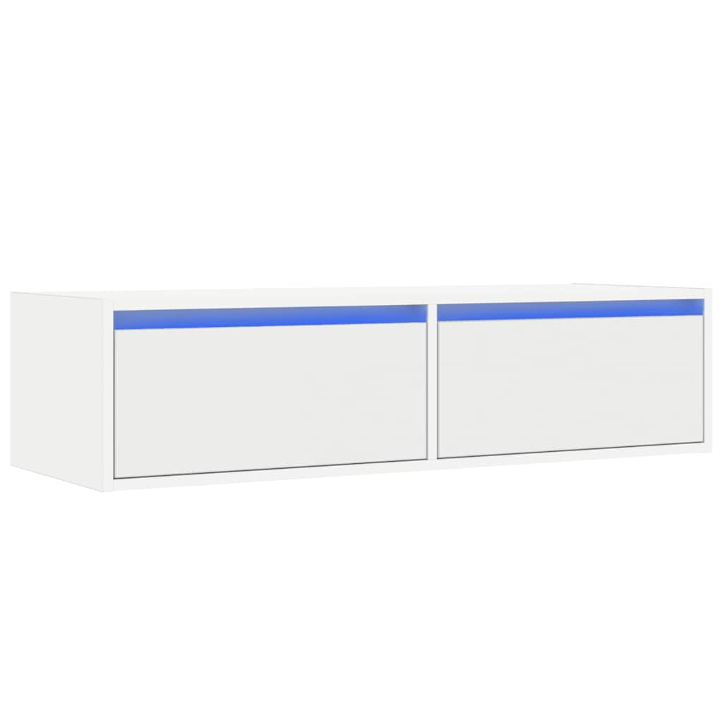 vidaXL TV-Schrank mit LED-Leuchten Weiß 100x35,5x25 cm