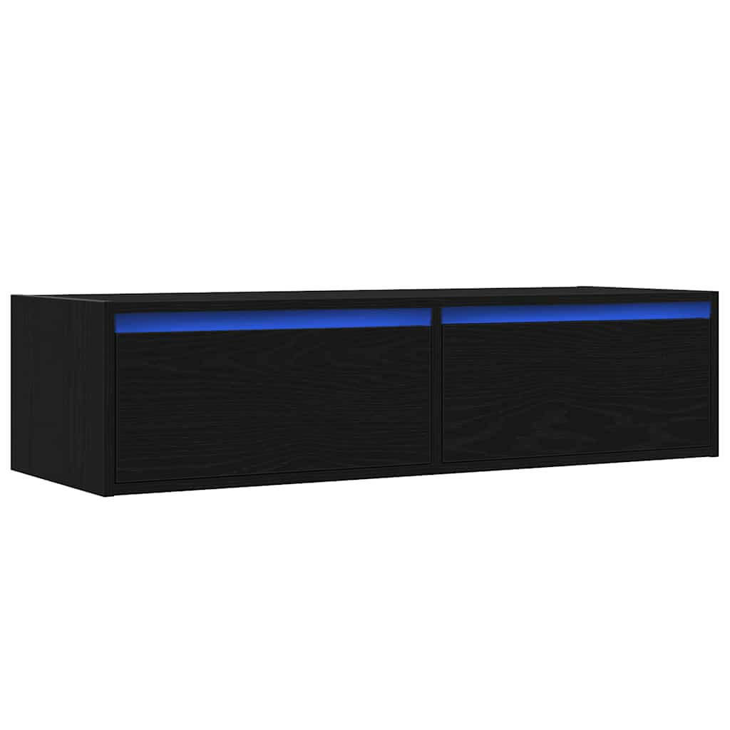 vidaXL TV-Schrank mit LED-Leuchten Schwarz Eichen-Optik 100x35,5x25 cm