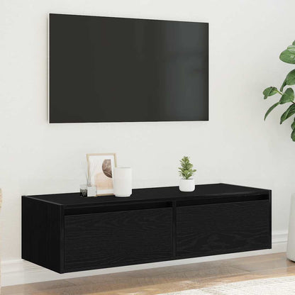 vidaXL TV-Schrank mit LED-Leuchten Schwarz Eichen-Optik 100x35,5x25 cm