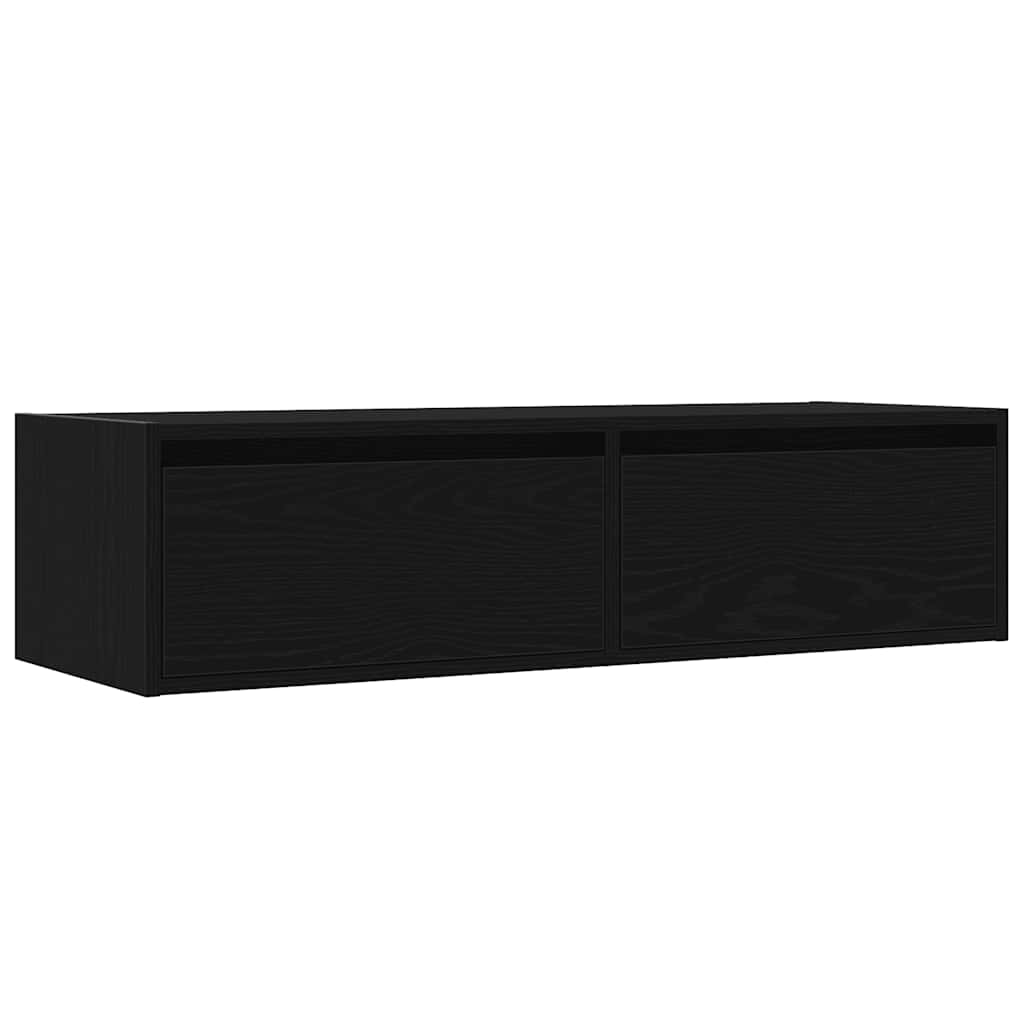 vidaXL TV-Schrank mit LED-Leuchten Schwarz Eichen-Optik 100x35,5x25 cm