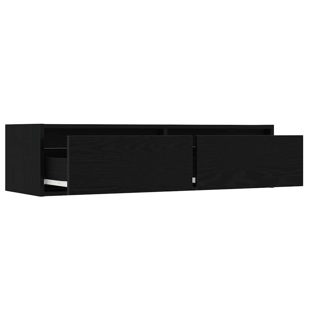 vidaXL TV-Schrank mit LED-Leuchten Schwarz Eichen-Optik 100x35,5x25 cm