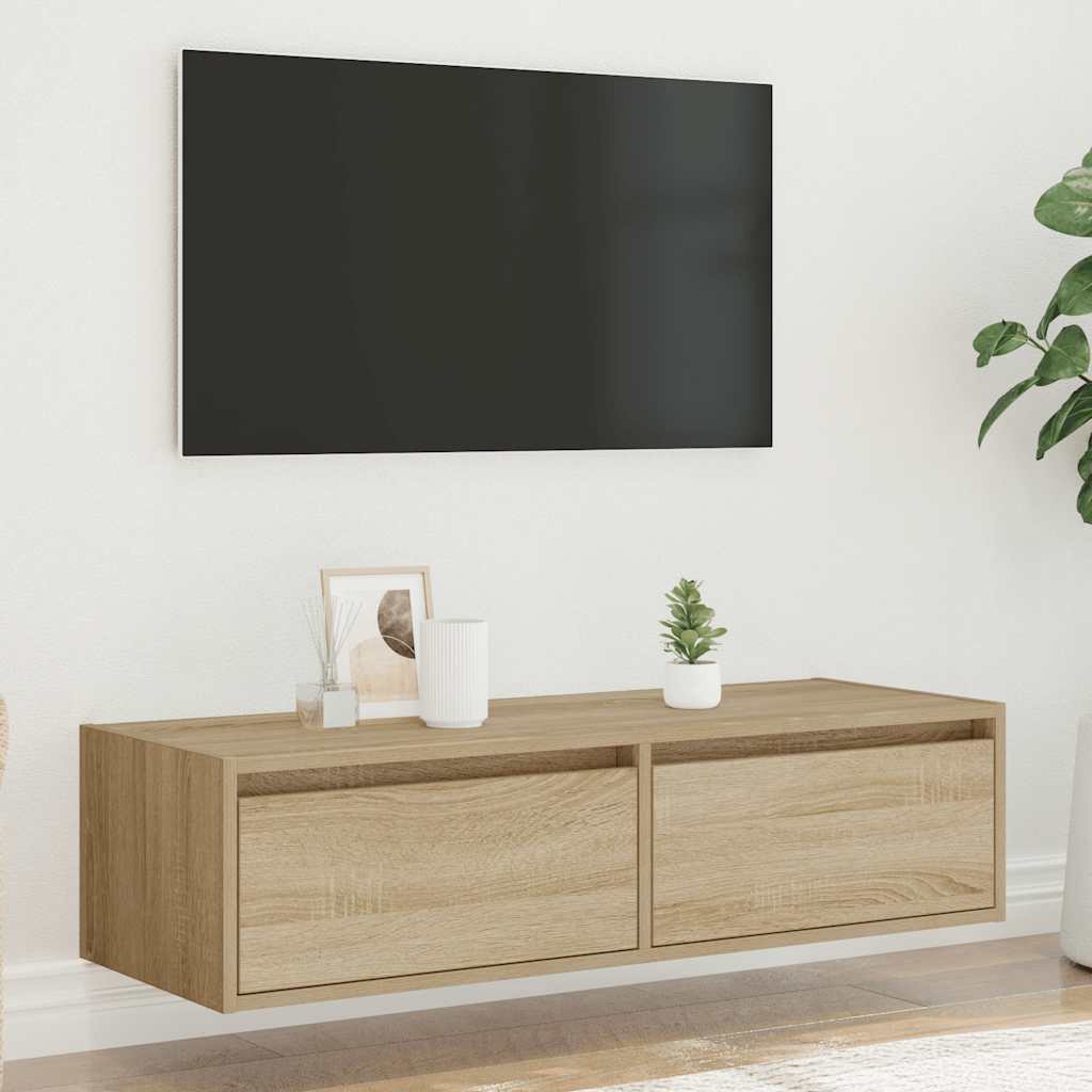 vidaXL TV-Schrank mit LED-Leuchten Sonoma-Eiche 100x35,5x25 cm