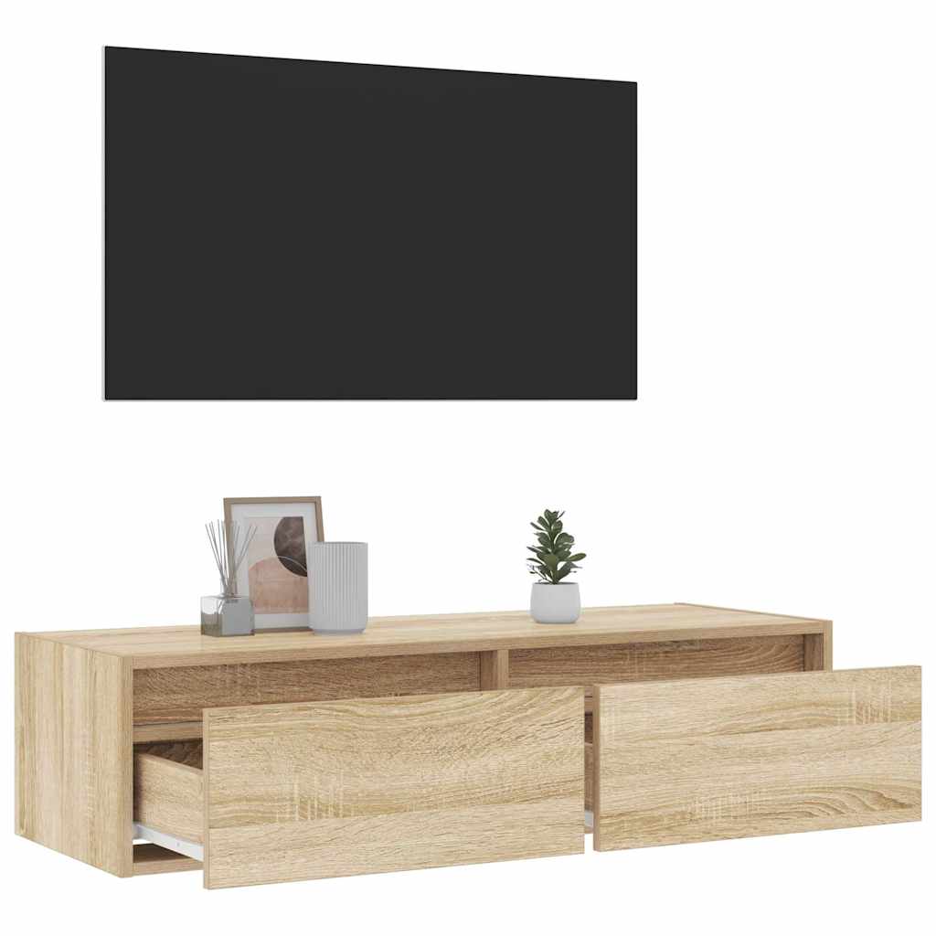 vidaXL TV-Schrank mit LED-Leuchten Sonoma-Eiche 100x35,5x25 cm