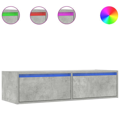 vidaXL Meuble TV avec lumières LED gris béton 100x35,5x25 cm