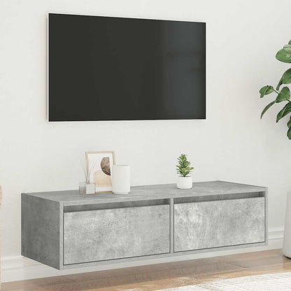 vidaXL Meuble TV avec lumières LED gris béton 100x35,5x25 cm