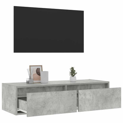vidaXL Meuble TV avec lumières LED gris béton 100x35,5x25 cm