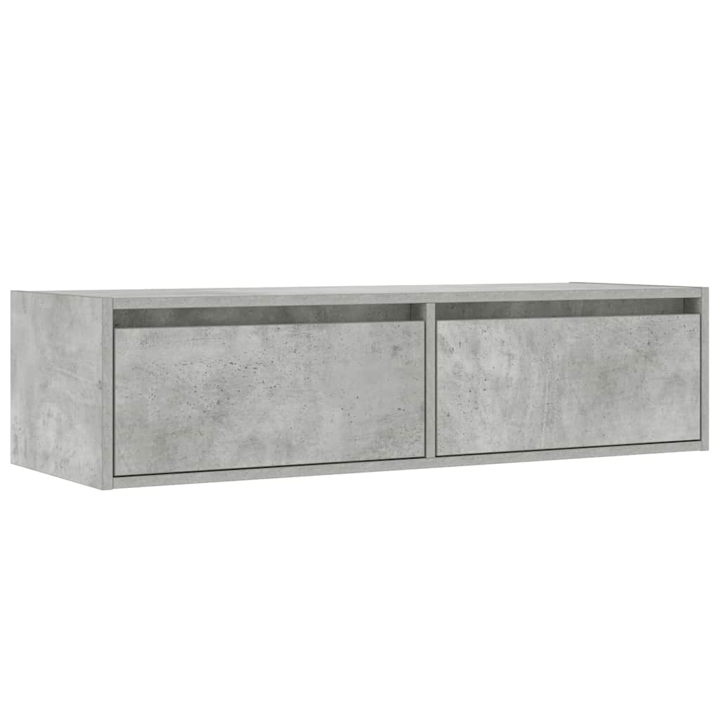 vidaXL Meuble TV avec lumières LED gris béton 100x35,5x25 cm