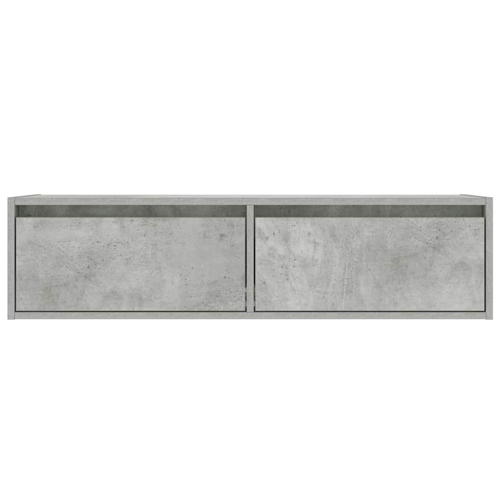vidaXL Meuble TV avec lumières LED gris béton 100x35,5x25 cm