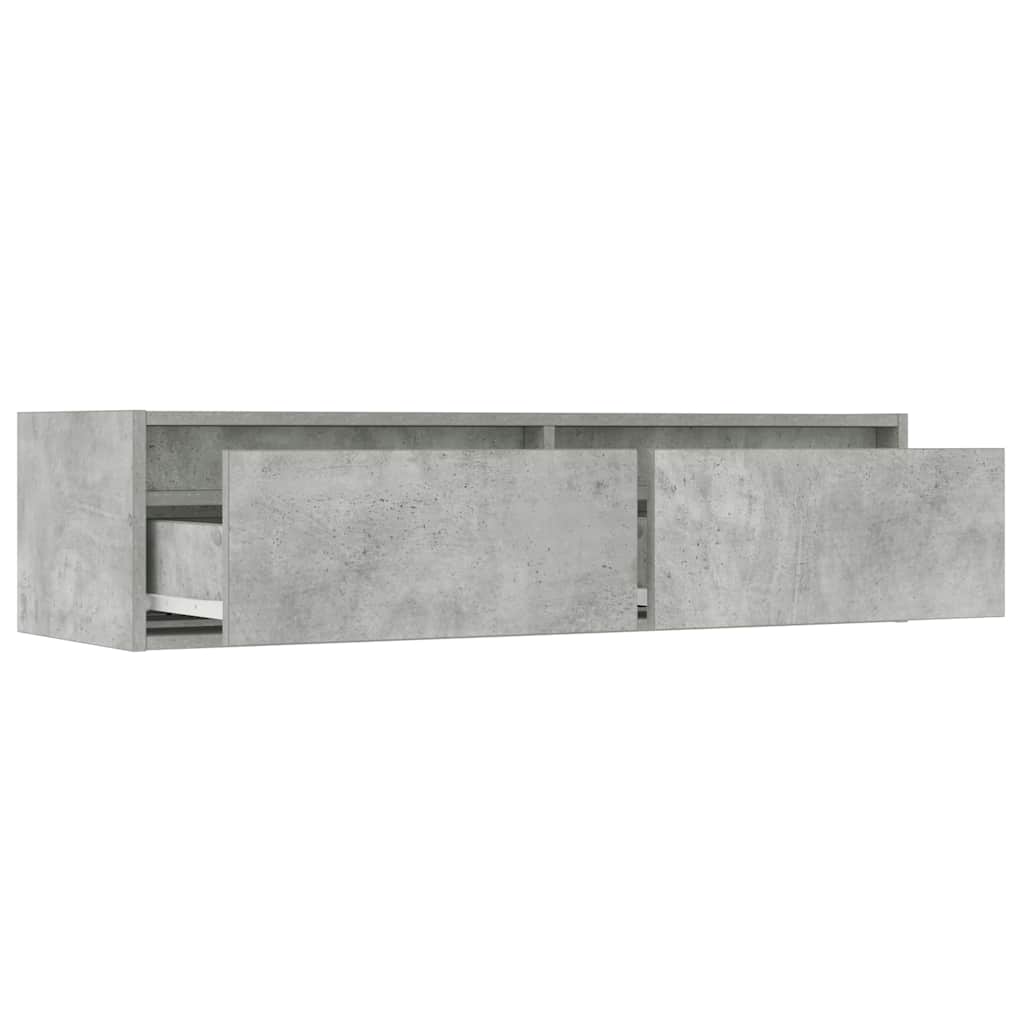 vidaXL Meuble TV avec lumières LED gris béton 100x35,5x25 cm