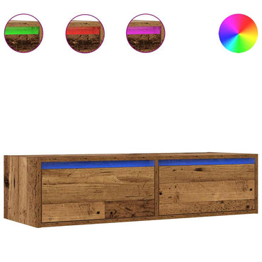 Meuble TV vidaXL avec éclairage LED aspect bois de récupération 100x35,5x25 cm