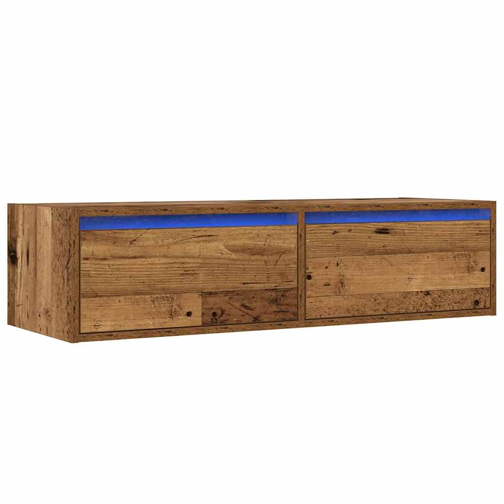 Meuble TV vidaXL avec éclairage LED aspect bois de récupération 100x35,5x25 cm