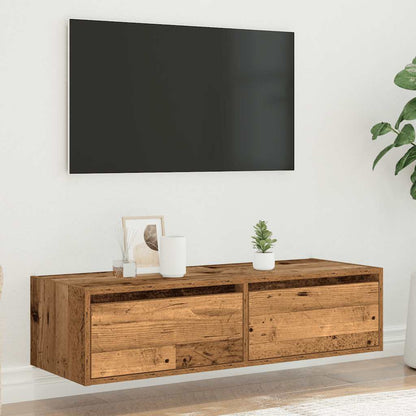 Meuble TV vidaXL avec éclairage LED aspect bois de récupération 100x35,5x25 cm
