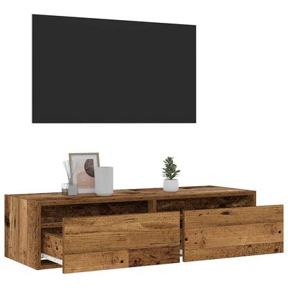 Meuble TV vidaXL avec éclairage LED aspect bois de récupération 100x35,5x25 cm